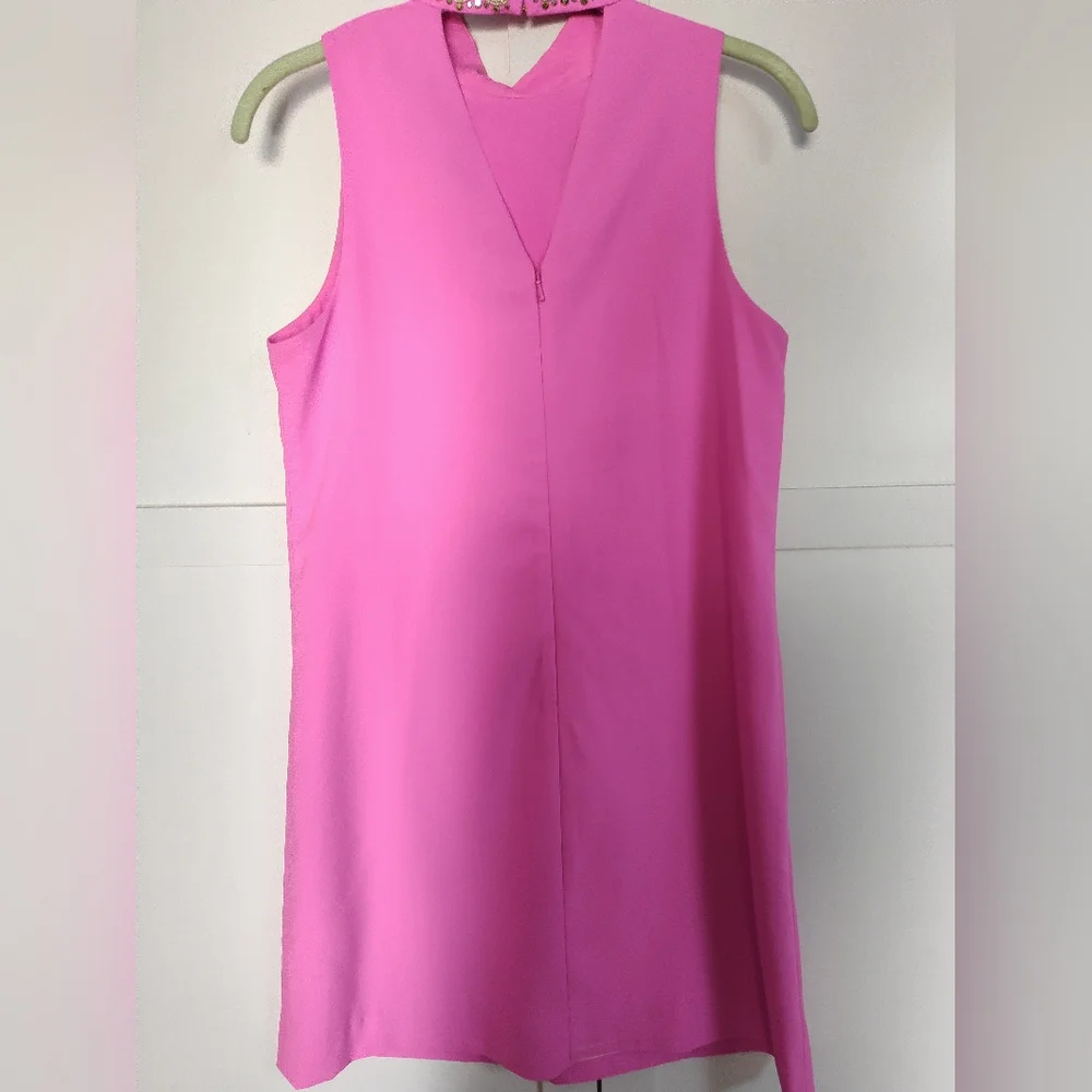 Lilly Lilli Pulitzer - Hot Pink Mock Jeweled Neck Shift Dress Sz 0 Unworn Cond… - Picture 3 of 10
